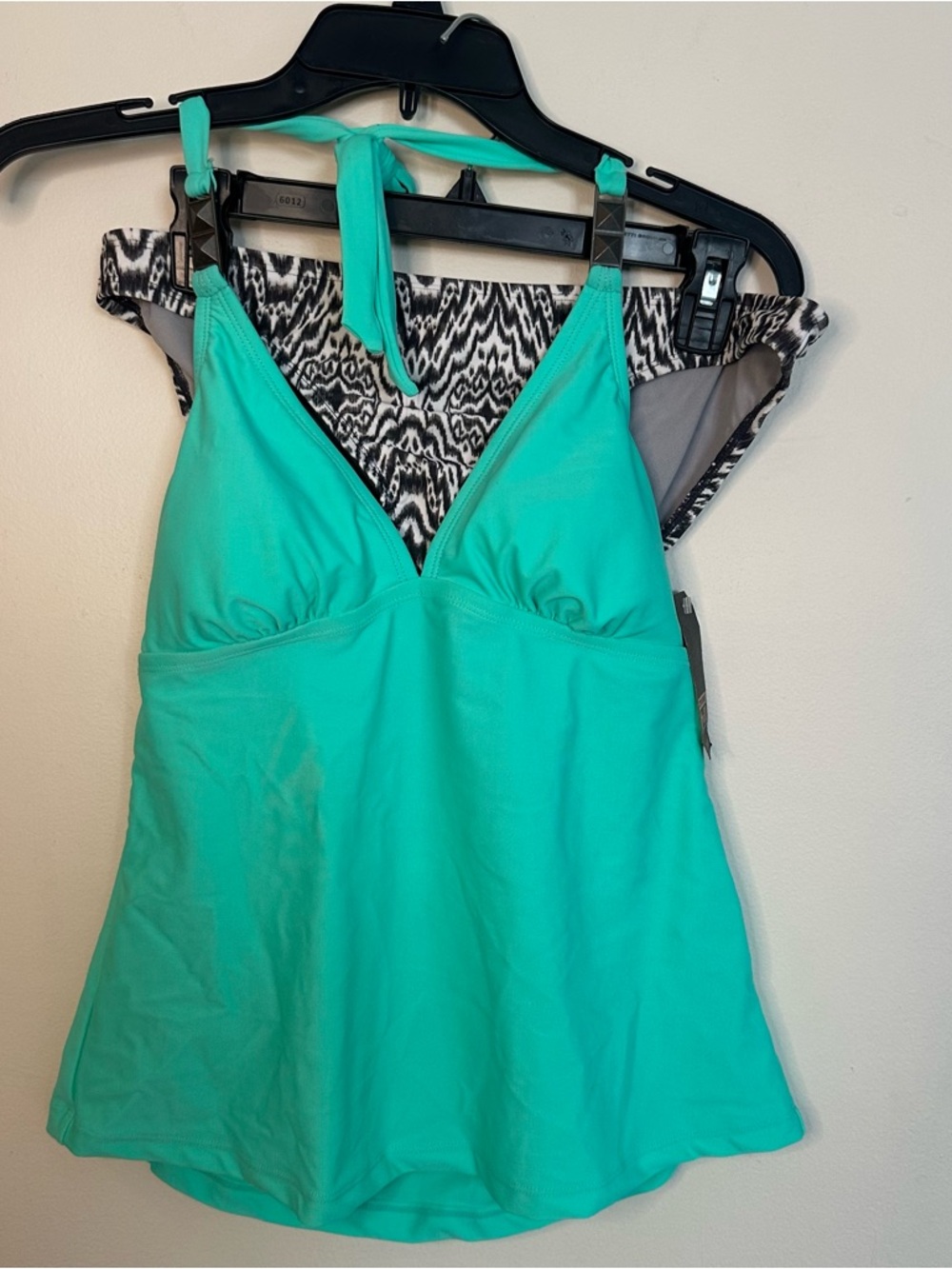 Converse One Star Tankini M Top & L Bottom 2PC Set Tie-Dye Beaded Halter Top NEW